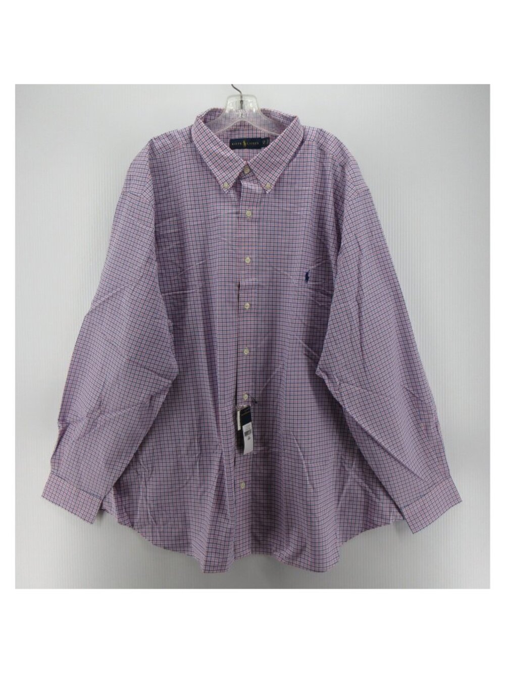 Ralph Lauren Shirt 3XB Big Pink Gingham Plaid Button Down Classic Woven